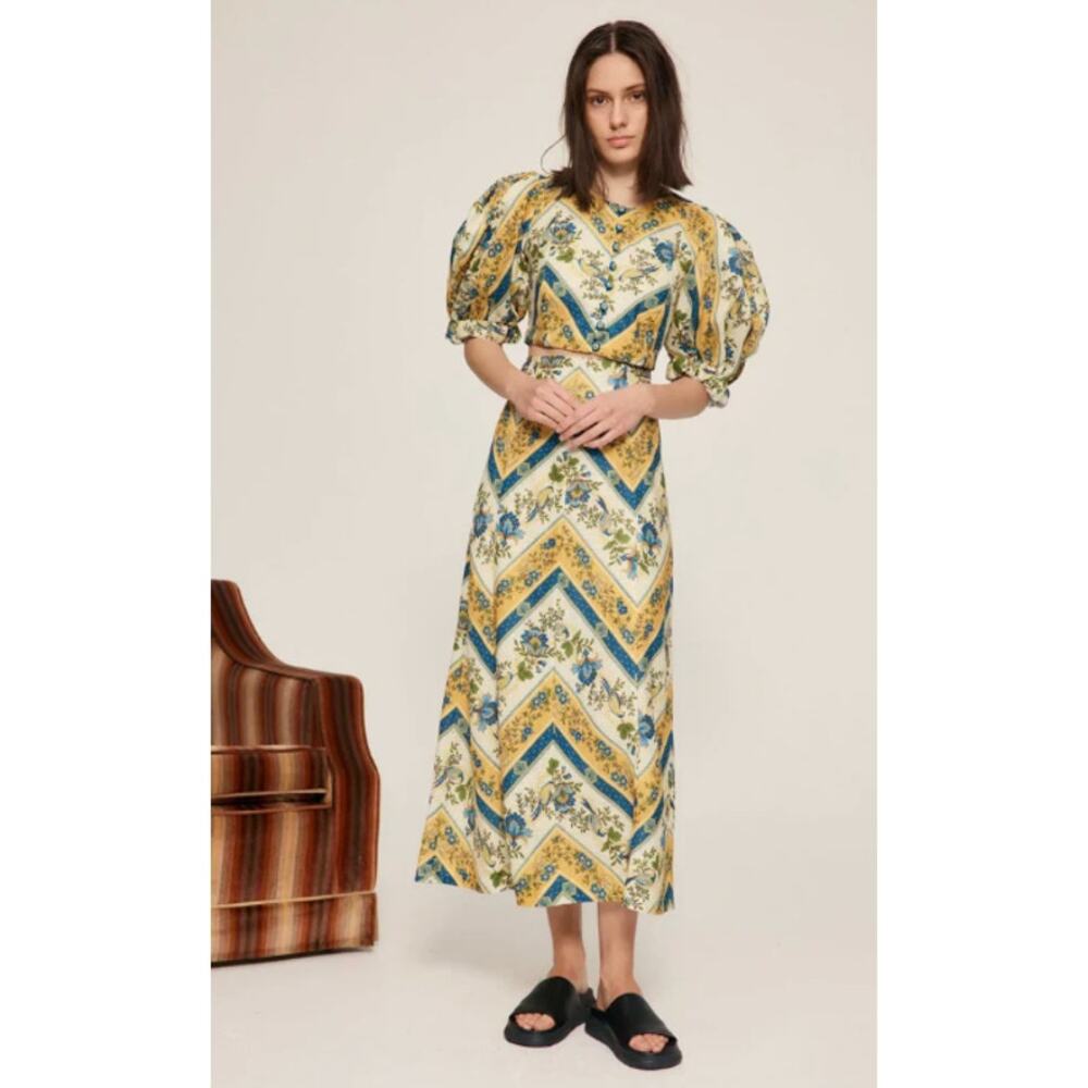 Alemais Set - Quinn Puff Sleeve Cropped Top with Quinn Midi Skirt size US 2